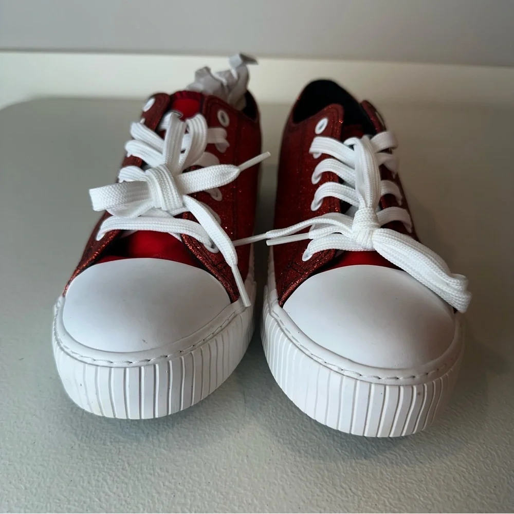 NEW Foco Kansas City Chiefs NFL Football Red Glitter Lace Up Sneakers Size 10